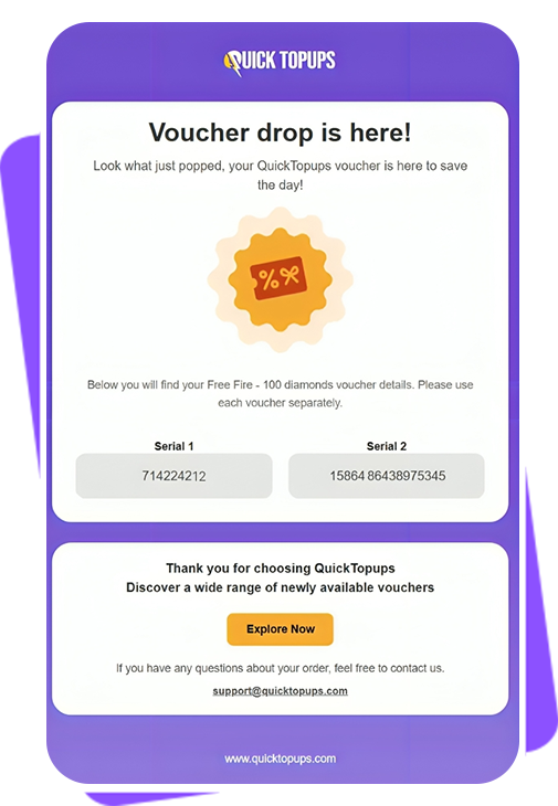 QuickTopups Payment Method Use Serial Keys and Enjoy