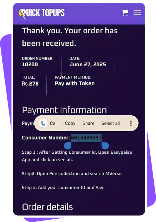 Easypaisa step 1